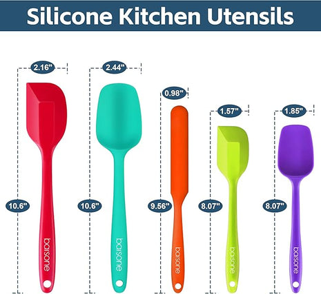 Barsone 5-Piece Silicone Spatula Set - Heat Resistant 446°F Food Grade BPA Free, Nonstick Cookware Safe Dishwasher Safe Kitchen Tools for Baking, Cooking, Stirring, Multicolor.