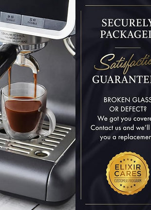 ELIXIR GLASSWARE Double Wall Espresso Shot Glass - 5.4 oz - Set of 2 Glass Coffee Mugs - Double Walled Glass Coffee Mugs, Insulated Clear Glass Espresso Mugs, Double Wall Insulated Glasses