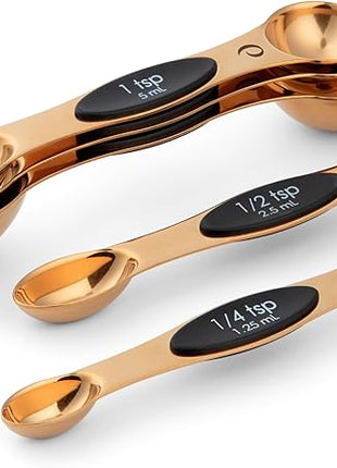 Progressive International Magnetic Measuring Spoons, Set of 5 – Black, Easy to Store with Magnetic Design (Rose Gold)