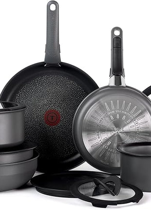 T-fal Ingenio Expertise Non Stick Cookware Set 14 Piece, Induction, Oven Broiler Safe 500F, Detachable/Removable Handle, Kitchen, Cookware, Pots and Pans, RV, Camping, Fry Pans, Dishwasher Safe, Gray