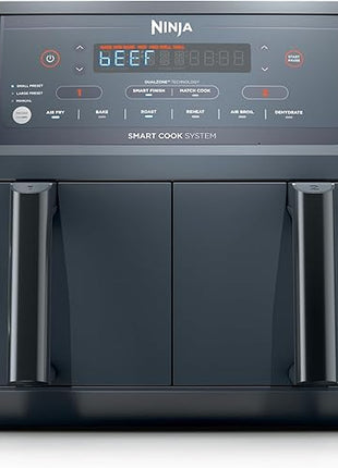 Ninja Air Fryer, Thermometer, Roast, Bake, Air Fry, Crisps, Broil, Reheats, Keep Warm, 10-in-1, Fries, Frozen Food, Veggies, and Meat, Quick Meals, Healthy Meals, Less Oil, 10 QT, Cyberspace, DZ550GY