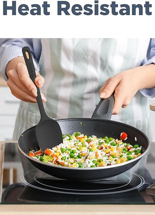 5 Pieces Silicone Spatula Set, Food Grade Rubber Spatula, Upgrade Strong Handle with Ergonomic Grip, Heat Resistant Up to 600°F for Nonstick Cookware, Cooking Black