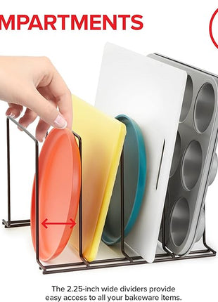 Stock Your Home Bronze (2 Pack) Steel Baking Pan Organizer Rack for Cabinet or Counter, Holder for Kitchen Cutting Boards, Pot Lids, or Cookie Sheets - Rust Proof Wire, Drying Storage