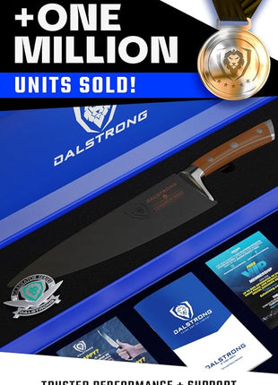 Dalstrong Chef Knife - 8 inch - Gladiator Series - Forged High Carbon German Steel - Orange ABS Handle - Full Tang Kitchen Knife - Cooking Knife - w/Sheath - Razor Sharp Chef's Knife - NSF Certified