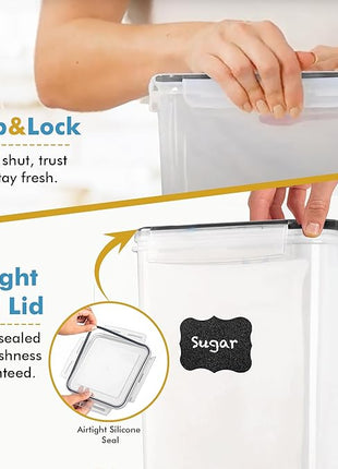 Shazo 2 PC (9.5L | 321 Oz) Extra Large Bulk Food Storage Containers with Airtight Lids for Flour, Sugar, Rice, Cereal & Pasta - Leakproof, BPA-Free Plastic Canisters for Kitchen & Pantry Organization