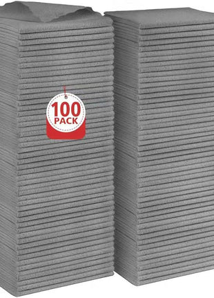 Orighty Grey Microfiber Cleaning Cloth, 100 Pack Highly Absorbent Cleaning Supplies, Lint Free Kitchen Towels Cleaning Rags, Microfiber Towels for Cars, House, Window, 12x12 inch