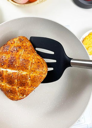 3Pcs Silicone Spatula Set Heat Resistant Spatulas for Nonstick Cookware Fish Turner Plastic Spatulas Rubber Wok Spatula, Long Large Spatula Silicone Cooking Use Kitchen Utensils Set