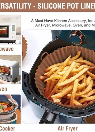 Air Fryer Silicone Liners for Ninja Air Fryer AF101 4 QT AF150 AF161 5.5 QT MAX XL, for COSORI/Gourmia/PowerXL/InstantPot/Philips 4QT and Most 3 to 5 QT Airfryers, Better than Parchment Paper Liners
