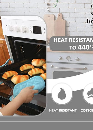 Joyhalo 4 Pack Pot Holders for Kitchen,Cotton Oven Holder with Great Heat Resistance,Non Slip Hot Pads for Kitchen Clearance, Aqua