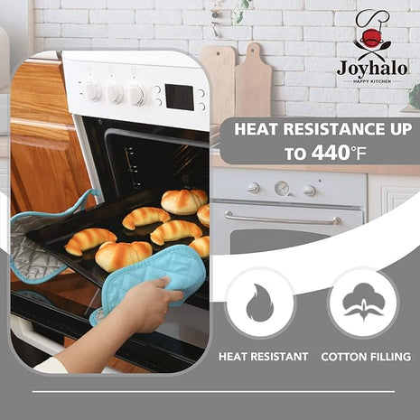 Joyhalo 5 Pack Heat Resistant Pot Holders - Terry Cloth Sets for Cooking & Baking