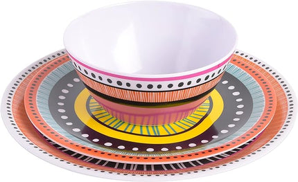 Gibson Home Almira Melamine Dinnerware, Assorted, Service for Four (12pcs)