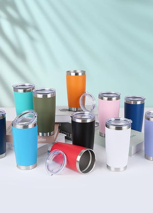 HASLE OUTFITTERS 20oz Stainless Steel Tumblers Bulk, Insulated Travel Cup with Lid, Double Wall Vacuum Coffee Mug for Cold & Hot Drinks 8 Pack, Light Pink