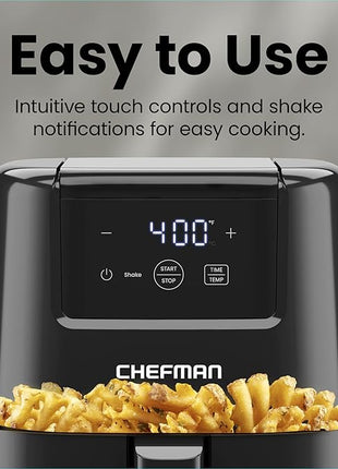CHEFMAN 2 Qt Mini Air Fryer – Digital Space-Saving Compact Air Fryer with Nonstick and Dishwasher Safe Basket, Quick & Easy Meals in Minutes, Features Digital Timer and Shake Reminder – Black