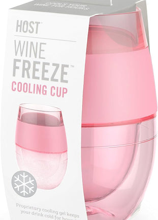 HOST Wine Freeze Cooling Cup, Plastic Double Wall Insulated Freezable Drink Chilling Tumbler with Freezing Gel Wine Glasses for Red and White Wine, Set of 1, 8.5 oz, Pink