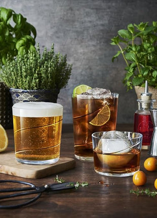 Bormioli Rocco Bodega Swirl Negroni Glasses - Set of 12, 12 Oz. Spiral Design Tumblers with Reinforced Secure Edge Rims - Durable Drinkware for Cocktails - Made in Italy, Dishwasher Safe