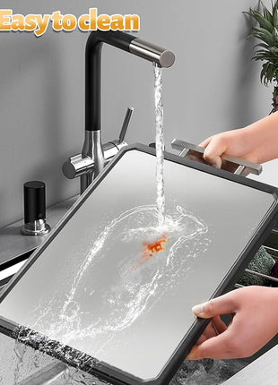 Titanium Cutting Board Double Sided for Kitchen,Large Chopping Board（16.42×11 In）Non-Slip Edge Garlic Grater Titanium and Food-Grade Wheat Straw PP, Kitchen Necessities for Home