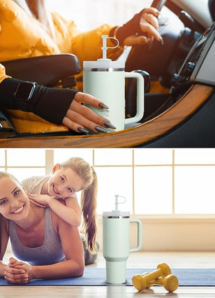 Silicone Spill Stopper Set Compatible with Stanley Cup 2.0 30oz & 40oz with Straw Cover (Set of 2, Mist)