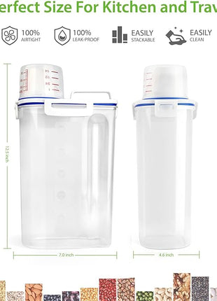 Rice Storage Container, 3 to 5Lbs Dry Food Airtight Container, Pet Dog Cat Food Canister, BPA Free Clear Plastic Kitchen and Pantry Organization Bin for Oatmeal, Grain, Cereal, Pasta, Flour