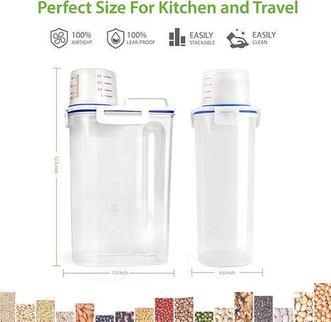 Rice Storage Container, 3 to 5Lbs Dry Food Airtight Container, Pet Dog Cat Food Canister, BPA Free Clear Plastic Kitchen and Pantry Organization Bin for Oatmeal, Grain, Cereal, Pasta, Flour