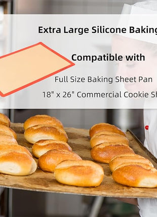 AMYONE Silicone Baking Mats for Full Size Sheet Pan, Non-Stick Silicone Baking Sheet Liners for Cookies/Pastries/Chicken/Vegetables, Food Grade Silicone Mat for 18 x 26-inch Full Baking Pans, 1 PCS