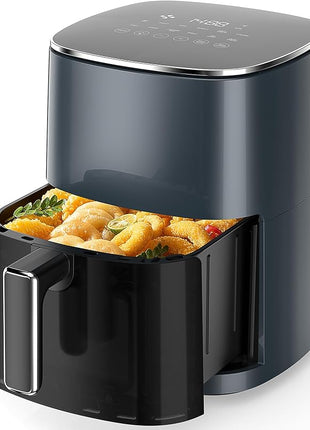 Sweetcrispy Air Fryer 6QT with Window, Square Airfryer Oven 12-in-1 for Family, 400°F Rapid Air Crispy Technology, Roast Bake Dehydrate, Nonstick & Easy-Clean Basket,Grey