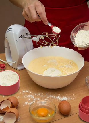 TILUCK Measuring Cups & Spoons Set, Stackable Cups and Spoons, Nesting Measure Cups with Stainless Steel Handle, Kitchen Gadgets for Cooking & Baking (Red)