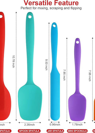 5 Piece Silicone Spatula Set - Rubber Spatula - 600°F Heat Resistant Baking Spoon & Spatulas (Multicolor-5)
