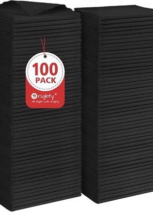 Orighty Black Microfiber Cleaning Cloth, 100 Pack Highly Absorbent Cleaning Supplies, Lint Free Kitchen Towels Cleaning Rags, Microfiber Towels for Cars, House, Window, 12x12 inch
