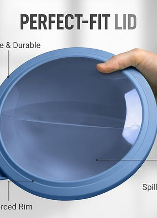 Zulay Kitchen 12 Piece Plastic Mixing Bowls with Leak-Proof Lids Set - Microwave and Freezer Safe Kitchen Mixing Bowls for Preparing, Serving and Storing - Large Nesting Bowls (Blue Ombre)