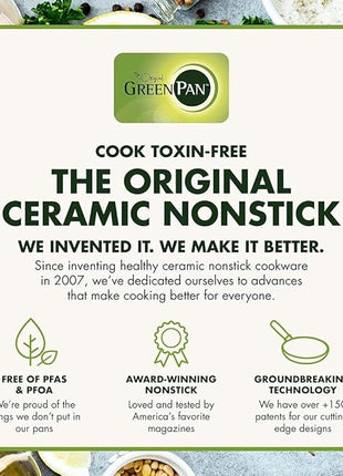 GreenPan Chatham Hard Anodized Healthy Ceramic Nonstick, 8" Frying Pan Skillet, PFAS-Free, Dishwasher Safe, Oven Safe, Gray