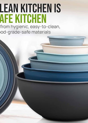 Zulay Kitchen 12 Piece Plastic Mixing Bowls with Leak-Proof Lids Set - Microwave and Freezer Safe Kitchen Mixing Bowls for Preparing, Serving and Storing - Large Nesting Bowls (Twilight Ombre)