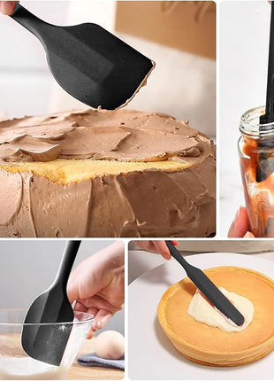 Silicone Spatula Set of 5, Rubber Spatulas Silicone Heat Resistant, Black Kitchen Spatula Set Dishwasher Safe for Nonstick Cookware Baking Cooking