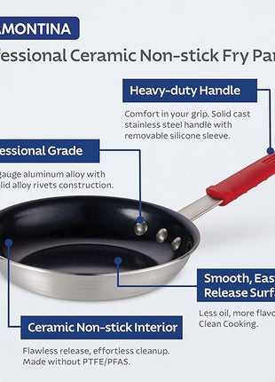 Tramontina Professional 12-Inch Ceramic Non Stick Large Frying Pan, Heavy-Gauge Aluminum Skillet with Nonstick Coating, Dishwasher and Oven Safe, Black