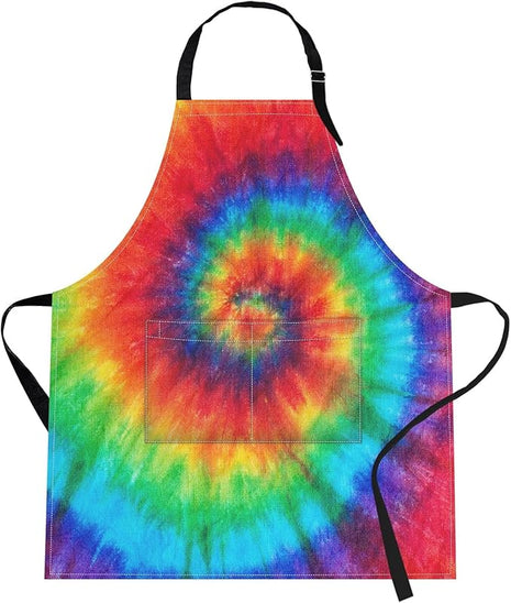 Britimes Apron Home Kitchen Cooking Baking Gardening for Women Men with Pockets Tie dye 32x28 inch