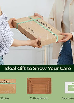 Bamboo Cutting Board, Durable Wood Cutting Boards for Kitchen with Deep Juice Grooves & Built-in Handles, Ideal Charcuterie & Chopping for Meat, Vegetables and Fruits Ideal Kitchen Gifts