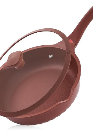 Vinchef Nonstick Toxin-Free Ceramic Cookware Deep Frying Pan Saute Pan with Lid, 12in/5.5Qt Fry Pan, German 3C+ Ceramic Coating Technology, Heat Indicator, Induction Compatible