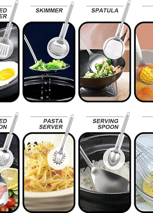 12.8" Carbon Steel Wok-11Pcs Woks & Stir Fry Pans Wok Pan with Lid, No Chemical Coated Chinese Woks with 10 Cookware Accessories, Flat Bottom Wok for Electric, Induction,Gas Stoves