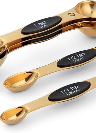 Progressive International Magnetic Measuring Spoons, Set of 5 – Black, Easy to Store with Magnetic Design (Gold)