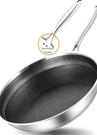 LOLYKITCH 10-12 Inch Hybrid Tri-Ply Stainless Steel Nonstick Chef's Frying Pan Set,Skillets,Induction Cooking Pan,Oven & Dishwasher Safe.