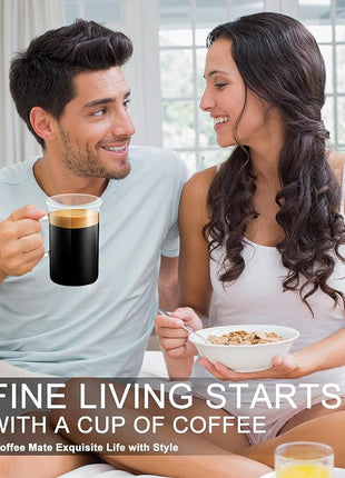 LUXU Glass Coffee Tea Cups(Set of 4)-13 oz,Clear Glass Mugs,Tall Drinking Glasses for Cappuccino,Latte,Espresso,Lead-free Drinking Glasses Great for Juice,Water,Beer,Milk Hot And Cold Drinks