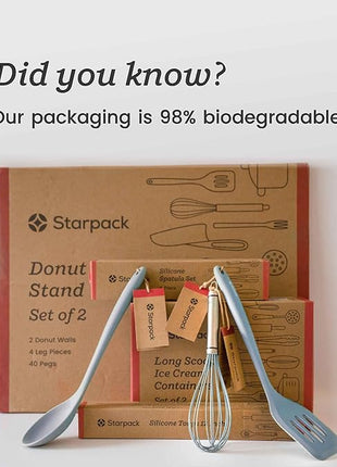 StarPack 'Scrape & Stir' Silicone Spatula Set (4 Pcs) - Heat Resistant Spatula Set 600°F - Food Grade Kitchen Spatulas - Nonstick Silicone Baking & Cooking Spatulas - Rubber Turner Set for Kitchen Use