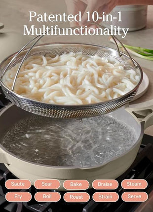 Our Place Always Pan 2.0-10.5” (2.6 Qt) Nonstick, Toxin-Free Ceramic Cookware | Patented 10-in-1 Aluminum Frying & Sauté Pan | Safe for Oven, Induction & All Cooktops up to 450°F | Steam