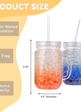 Lily's Home Old Fashion Drinking Glasses at BBQs and Parties, Clear with Assorted Color Accents (With Lids and Straws)