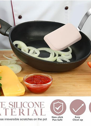 Silicone Cookie Spatula Turner 2 Pack Mini Brownie Spatula Flexible Kitchen Small Silicone Turner for Nonstick Cookware Heat Resistant No Scratch Flipper for Egg Pancake(Khaki)