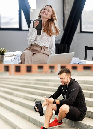 Silicone Spill Stopper Set Compatible with Stanley Cup 2.0 30oz & 40oz with Straw Cover (Set of 2, Black)