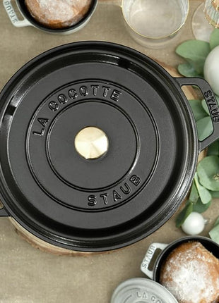 STAUB Cast Iron Dutch Oven 4-qt Round Cocotte, Made in France, Serves 3-4, Matte Black