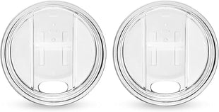 Host Wine Freeze Replacement Lids for Tumblers - Set of 2, Sliding Tab Closure, Travel Cup Lid for Wine Freeze Cooling Cup, Clear
