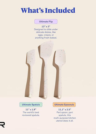 GIR: Get It Right 3-Piece Ultimate Silicone Kitchen Utensils Set - Spatula, Flip & Spoonula - Non toxic Cooking Utensils for Nonstick Cookware, Cooking and Baking - Sprinkles