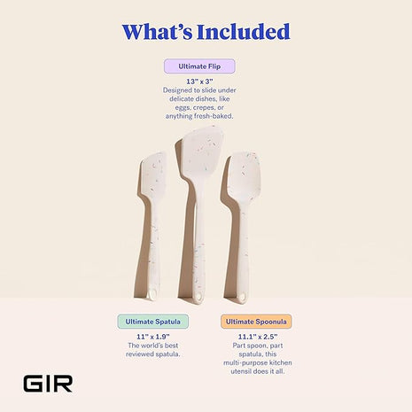 GIR: Get It Right 3-Piece Ultimate Silicone Kitchen Utensils Set - Spatula, Flip & Spoonula - Non toxic Cooking Utensils for Nonstick Cookware, Cooking and Baking - Sprinkles