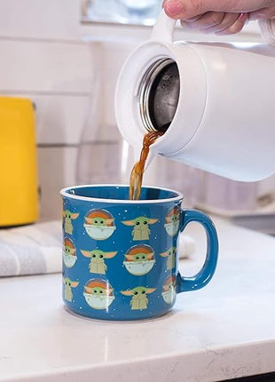 Silver Buffalo Star Wars The Mandalorian Repeat Poses Ceramic Camper-Style Coffee Mug, 20-Ounces